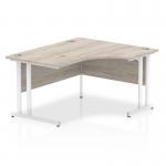 Impulse 1400mm Right Crescent Desk Grey Oak Top White Cantilever Leg I003837