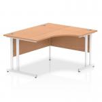 Impulse 1400mm Right Crescent Office Desk Oak Top White Cantilever Leg I003839