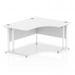 Impulse 1400mm Right Crescent Office Desk White Top White Cantilever Leg I003840