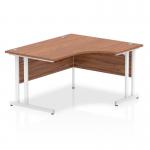 Impulse 1400mm Right Crescent Office Desk Walnut Top White Cantilever Leg I003841