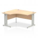 Impulse 1400mm Left Crescent Office Desk Maple Top Silver Cable Managed Leg I003844