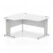 Impulse 1400mm Left Crescent Office Desk White Top Silver Cable Managed Leg I003846