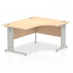 Impulse 1400mm Right Crescent Office Desk Maple Top Silver Cable Managed Leg I003850