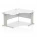 Impulse 1400mm Right Crescent Office Desk White Top Silver Cable Managed Leg I003852