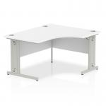 Impulse 1400mm Right Crescent Office Desk White Top Silver Cable Managed Leg I003852