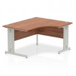 Impulse 1400mm Right Crescent Office Desk Walnut Top Silver Cable Managed Leg I003853