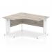 Impulse 1400mm Left Crescent Office Desk Grey Oak Top White Cable Managed Leg I003855