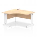 Impulse 1400mm Left Crescent Office Desk Maple Top White Cable Managed Leg I003856