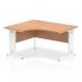 Impulse 1400mm Left Crescent Office Desk Oak Top White Cable Managed Leg I003857