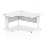 Impulse 1400mm Left Crescent Office Desk White Top White Cable Managed Leg I003858