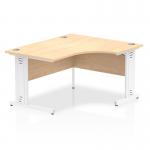 Impulse 1400mm Right Crescent Office Desk Maple Top White Cable Managed Leg I003862
