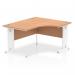 Impulse 1400mm Right Crescent Office Desk Oak Top White Cable Managed Leg I003863