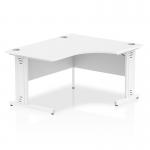 Impulse 1400mm Right Crescent Office Desk White Top White Cable Managed Leg I003864