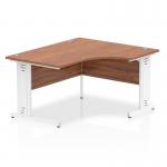 Impulse 1400mm Right Crescent Office Desk Walnut Top White Cable Managed Leg I003865