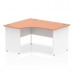 Impulse 1400mm Left Crescent Office Desk Beech Top White Panel End Leg I003878