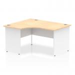 Impulse 1400mm Left Crescent Office Desk Maple Top White Panel End Leg I003880
