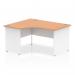 Impulse 1400mm Left Crescent Office Desk Oak Top White Panel End Leg I003881