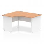 Impulse 1400mm Left Crescent Office Desk Oak Top White Panel End Leg I003881