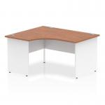 Impulse 1400mm Left Crescent Office Desk Walnut Top White Panel End Leg I003882