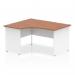 Impulse 1400mm Left Crescent Office Desk Walnut Top White Panel End Leg I003882