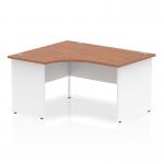 Impulse 1400mm Left Crescent Office Desk Walnut Top White Panel End Leg I003882
