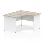 Impulse 1400mm Right Crescent Desk Grey Oak Top White Panel End Leg I003884