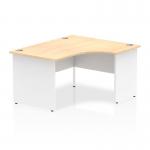 Impulse 1400mm Right Crescent Office Desk Maple Top White Panel End Leg I003885