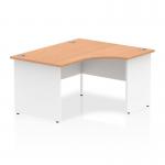 Impulse 1400mm Right Crescent Office Desk Oak Top White Panel End Leg I003886