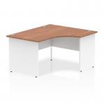 Impulse 1400mm Right Crescent Office Desk Walnut Top White Panel End Leg I003887