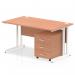 Impulse 1400 x 800mm Straight Office Desk Beech Top White Cantilever Leg Workstation 3 Drawer Mobile Pedestal I003888