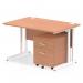 Impulse 1200 x 800mm Straight Office Desk Beech Top White Cantilever Leg Workstation 2 Drawer Mobile Pedestal I003899