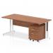 Impulse 1800 x 800mm Straight Office Desk Walnut Top White Cantilever Leg Workstation 2 Drawer Mobile Pedestal I003933