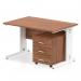 Impulse 1200 x 800mm Straight Office Desk Walnut Top White Cable Managed Leg Workstation 3 Drawer Mobile Pedestal I003941