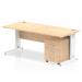 Impulse 1800 x 800mm Straight Office Desk Maple Top White Cable Managed Leg Workstation 3 Drawer Mobile Pedestal I003956