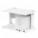 Impulse 1200 x 800mm Straight Office Desk White Top White Cable Managed Leg Workstation 2 Drawer Mobile Pedestal I003962