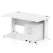Impulse 1400 x 800mm Straight Office Desk White Top White Cable Managed Leg Workstation 2 Drawer Mobile Pedestal I003964