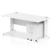 Impulse 1600 x 800mm Straight Office Desk White Top White Cable Managed Leg Workstation 2 Drawer Mobile Pedestal I003966
