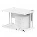 Impulse 1200 x 800mm Straight Office Desk White Top White Cantilever Leg Workstation 3 Drawer Mobile Pedestal I003971