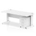 Impulse 1800 x 800mm Straight Office Desk White Top White Cable Managed Leg Workstation 3 Drawer Mobile Pedestal I003974