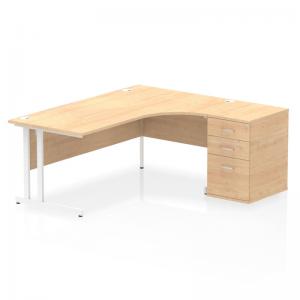 Impulse 1800mm Right Crescent Office Desk Maple Top White Cantilever