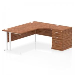 Impulse 1800mm Right Crescent Office Desk Walnut Top White Cantilever