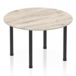 Impulse 1200mm Round Table Grey Oak Top Black Post Leg I004189