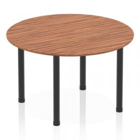 Impulse 1200mm Round Table Walnut Top Black Post Leg I004193