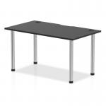 Impulse Black Series 1400 x 800mm Straight Table Black Top with Cable Ports Chrome Leg