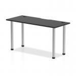 Impulse Black Series 1400 x 600mm Straight Table Black Top with Cable Ports Chrome Leg