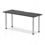 Impulse Black Series 1600 x 600mm Straight Table Black Top with Cable Ports Chrome Leg
