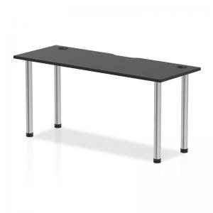 Photos - Dining Table Impulse Black Series 1600 x 600mm Straight Table Black Top with Cable 
