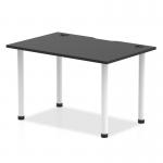 Impulse Black Series 1200 x 800mm Straight Table Black Top with Cable Ports White Leg