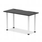 Impulse Black Series 1200 x 600mm Straight Table Black Top with Cable Ports White Leg