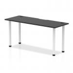 Impulse Black Series 1600 x 600mm Straight Table Black Top with Cable Ports White Leg